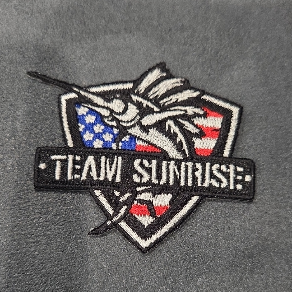 Team Sunrise Swordfish Embroidered Patch